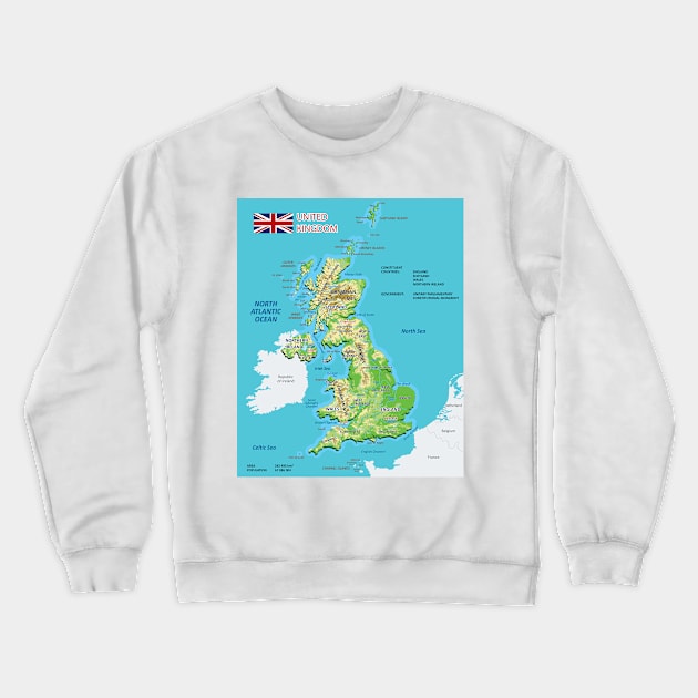 Physical map of England Crewneck Sweatshirt by AliJun